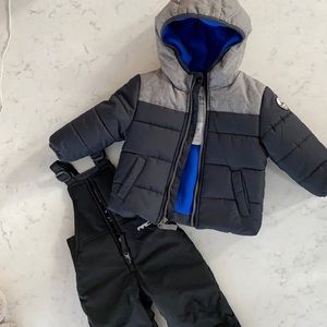 Two piece set - down coat and bibs - 12mo